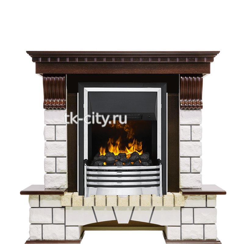Каминокомплект Dimplex Pierre Luxe - Темный дуб / Белый (Высота 1050мм) с очагом Flagstaff