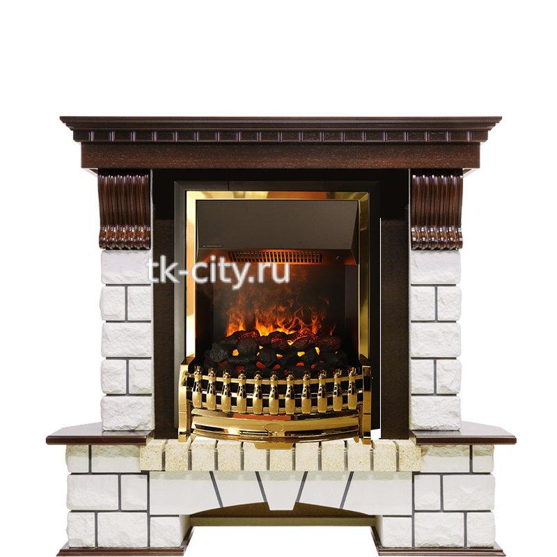 Каминокомплект Dimplex Pierre Luxe угловой - Темный дуб / Белый (Высота 1050мм) с очагом Atherton