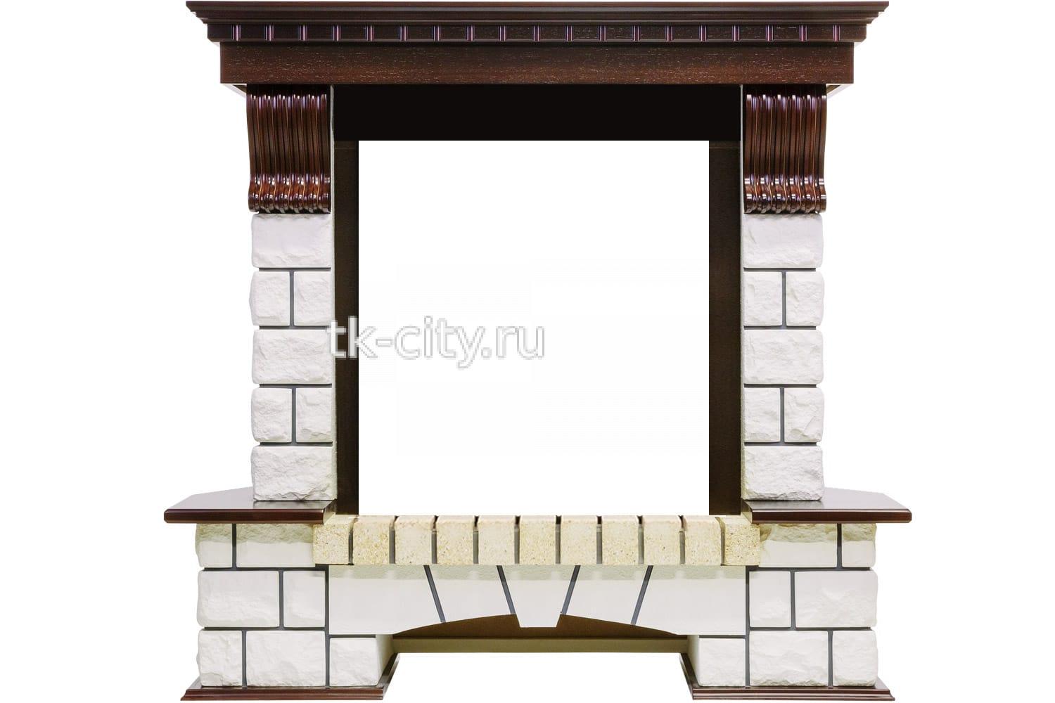 Каминокомплект Dimplex Pierre Luxe угловой - Темный дуб / Белый (Высота 1050мм) с очагом Flagstaff