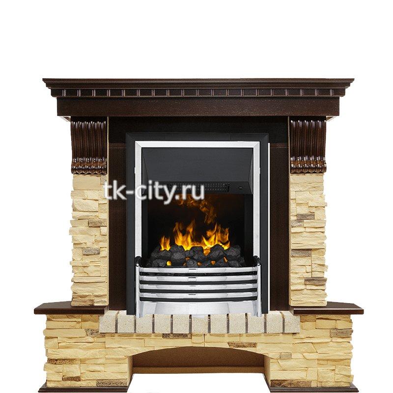 Каминокомплект Dimplex Pierre Luxe угловой - Темный дуб / Сланец (Высота 1050мм) с очагом Flagstaff