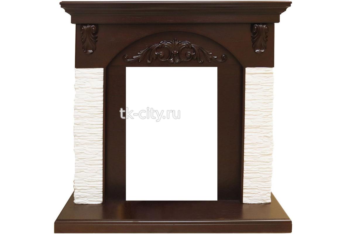 Каминокомплект Royal Flame Bern Сланец мелкий белый / Темный дуб с очагом Fobos FX Black