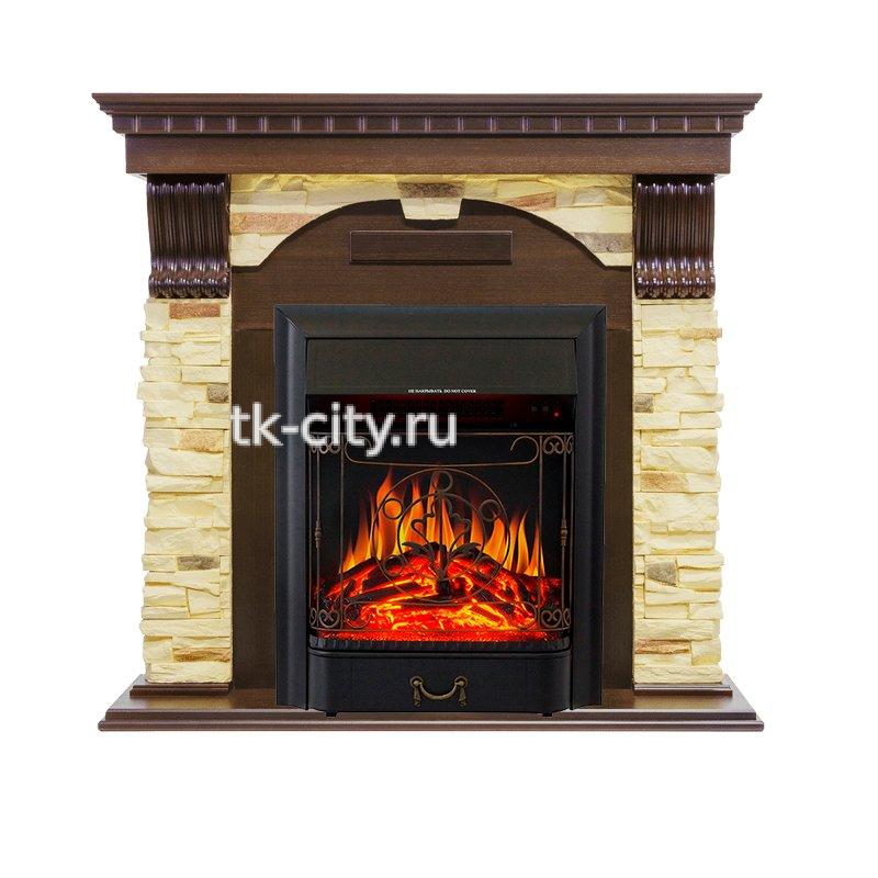 Каминокомплект Royal Flame Dublin - Темный дуб / Сланец с очагом Majestic FX Black