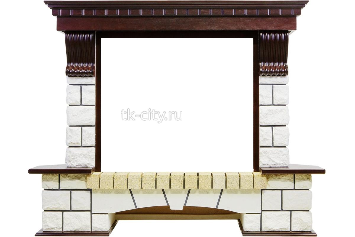 Каминокомплект Royal Flame Pierre Luxe - Темный дуб / Белый (Ширина 1320мм) с очагом Dioramic 28 LED FX