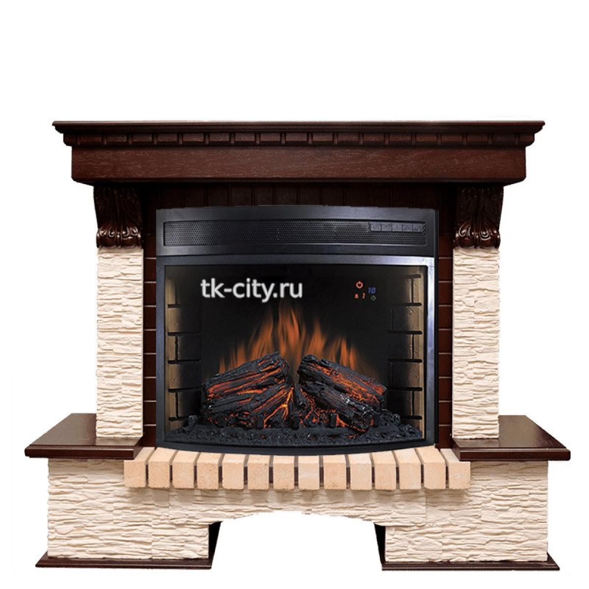 Каминокомплект Royal Flame Pierre Luxe - Темный дуб / Сланец бежевый с очагом Dioramic 28 LED FX