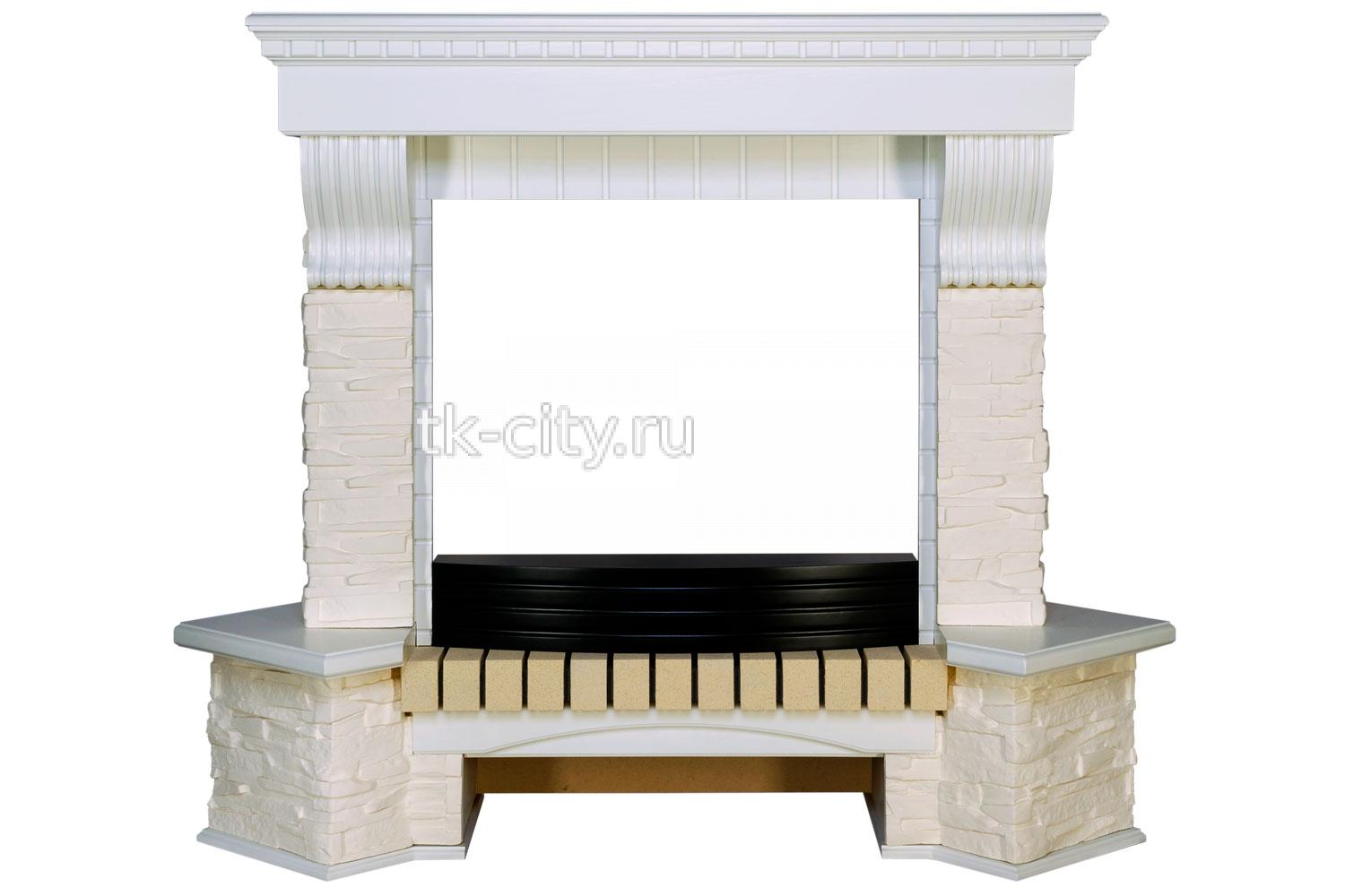 Портал Royal Flame Pierre Luxe угловой - Белый / Сланец белый